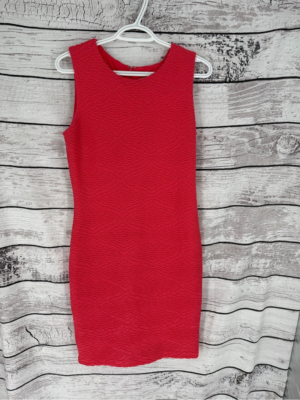 Calvin Klein Red Textured Sleeveless Sheath Mini Dress